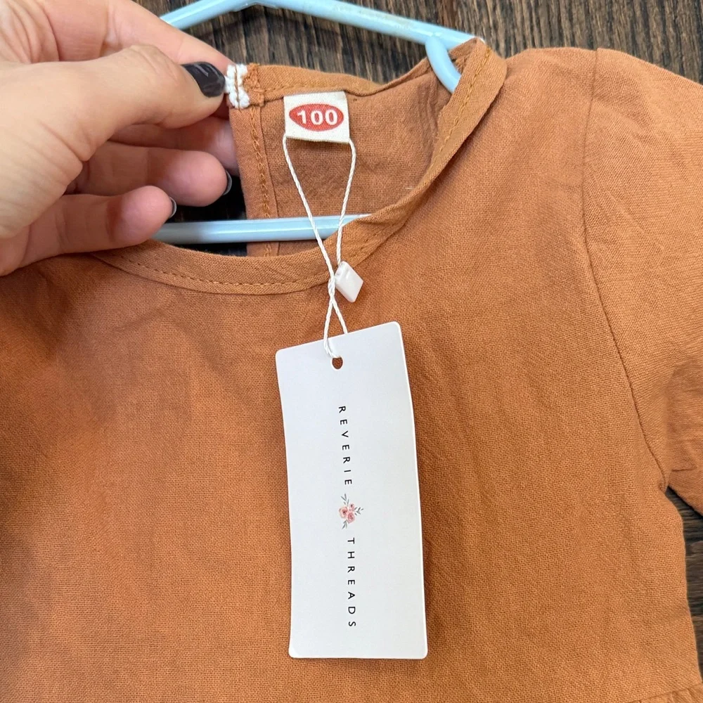 NWT Reverie Threads Dark Orange Ruffle Sleeve Tunic Top Size 100 (US size 4) - Picture 2 of 8